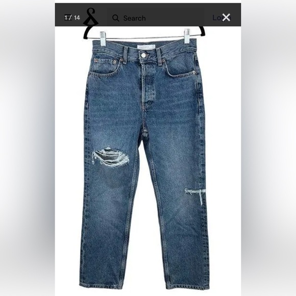 ‼️ Topshop Petite 24 Dad Straight Leg medium.light washed distressed jean!! - Picture 11 of 16